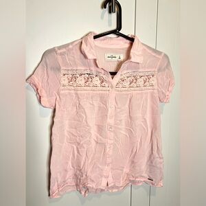 Aeropostale Light Pink Button Down Shirt with Lace